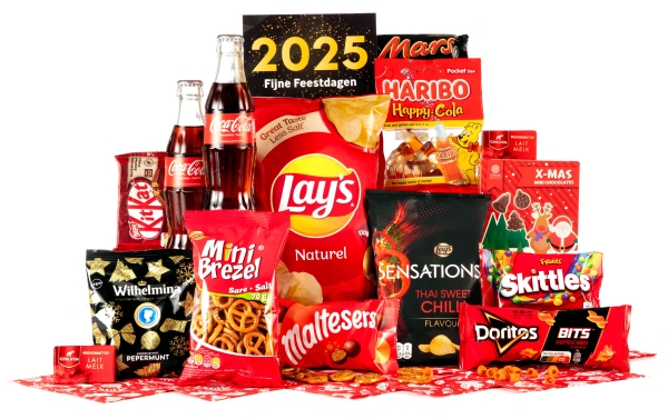 A-merken kerstpakketten met een kleurenthema.