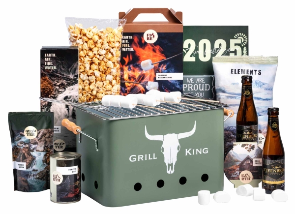Kerstpakket stoer met grill om buiten te BBQen