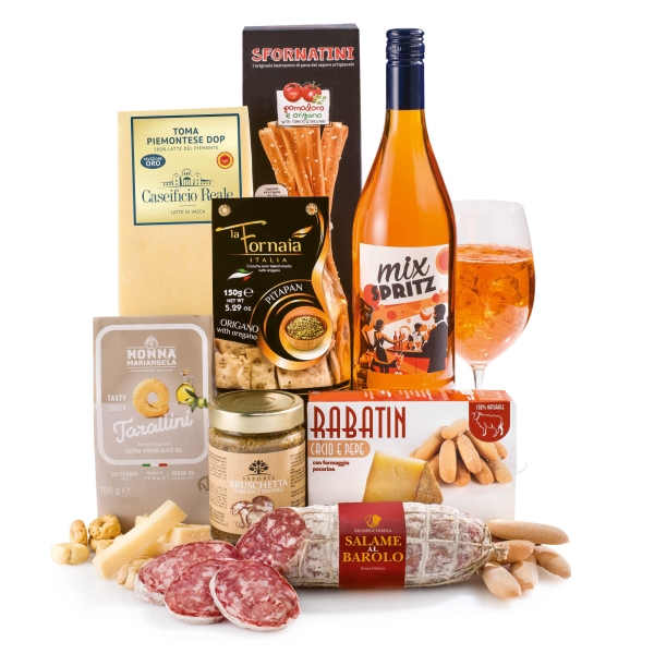 Kerstpakket met streekproducten en lokale delicatessen.