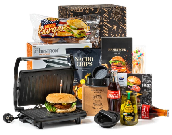 Kook kerstpakketten met handige keukenartikelen en lekker eten