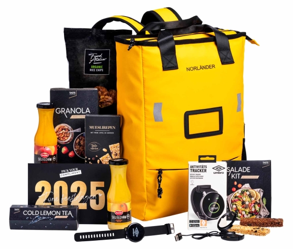 Vitaliteit kerstpakketten met sportaccessoires.